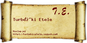 Turbéki Etele névjegykártya